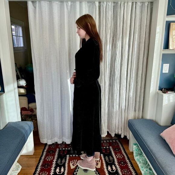 Vintage Black Chenille Duster Coat - Picture 3 of 8